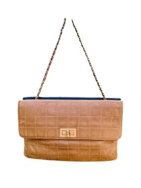 CHANEL Chocolate Bar Double Pocket Shoulder Bag  Gold-Tone Hardware